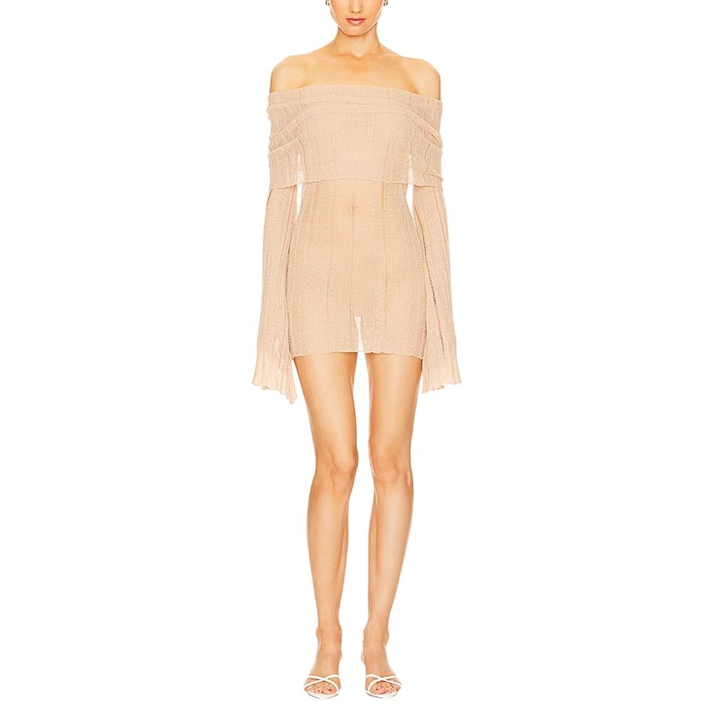 Aya Muse Draped Tan Ele Dress Size M